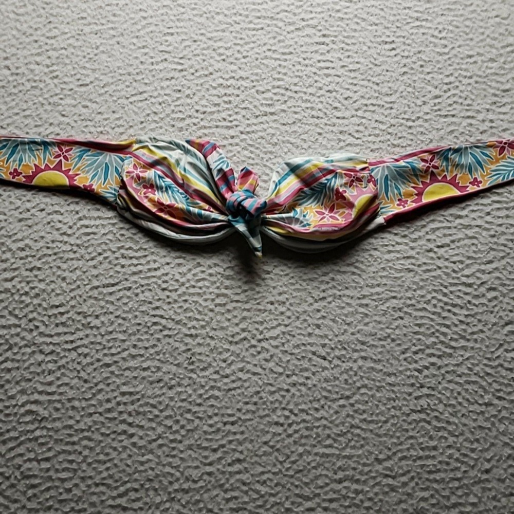 Watercolors Kenny Flowers Bandeau Swim Top Womens Small Floral Strapless Lined